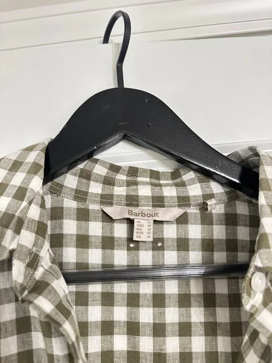 BARBOUR Adele Midi Shirt Dress in Dusky Gingham Green Size US 10 - Picture 5 of 12